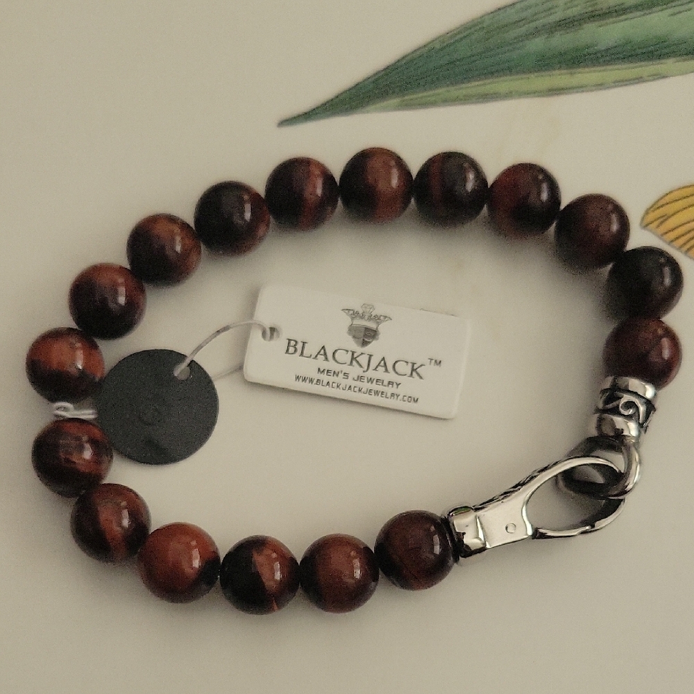 Blackjack Men's Elegant Brown Beaded Bracelet